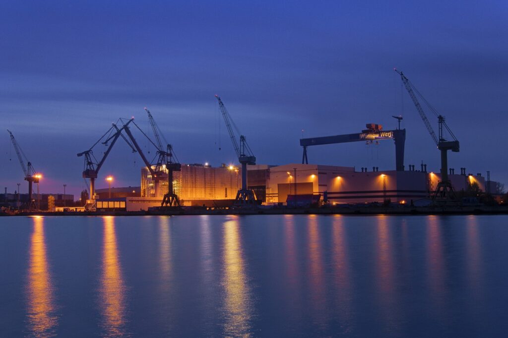 shipyard, yard view, baltic sea